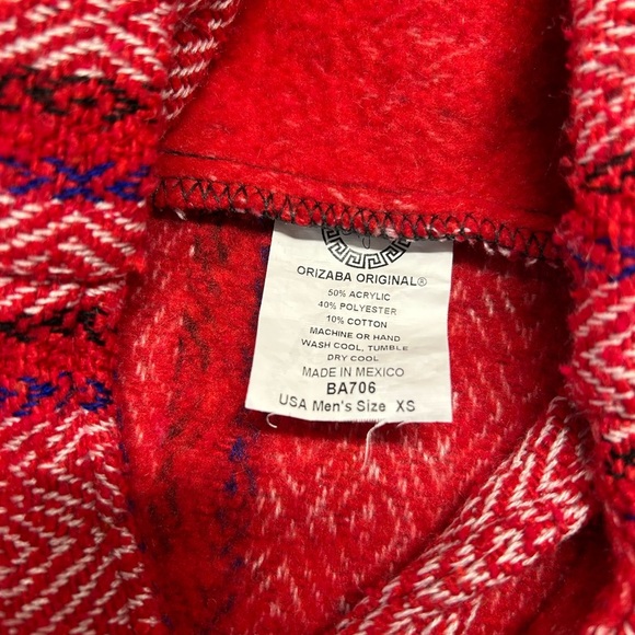 Orizaba Original Red Hippie Baja Jacket Men’s XS or Youth XL - Picture 3 of 9
